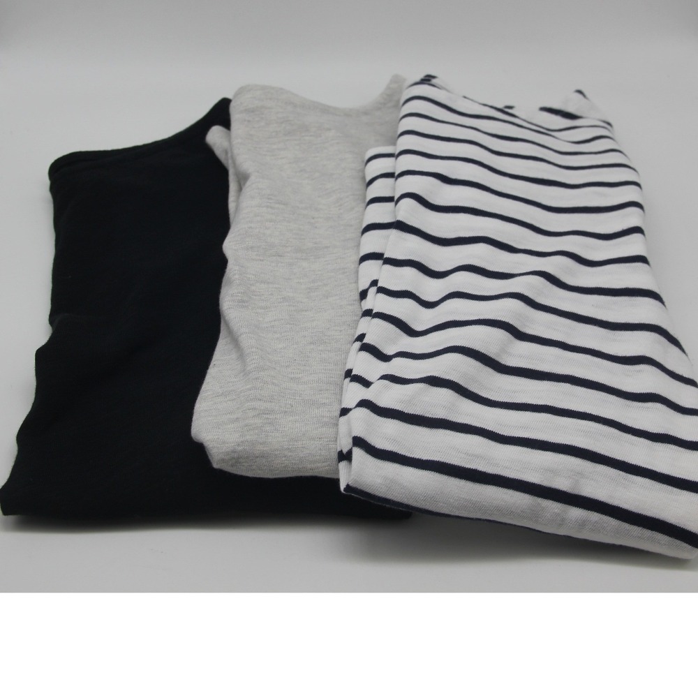 Lot of 3 J.CREW Women's XXS Blue Stripe Gray Black Artist Tee Long Sleeve Shirts